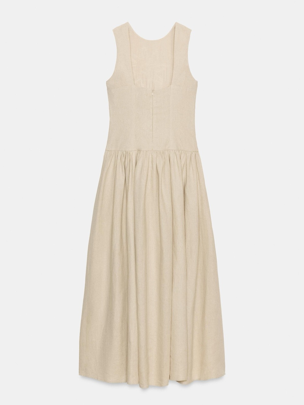 ZARA LINEN COMBINATION MIDI DRESS - Picture 9 of 12